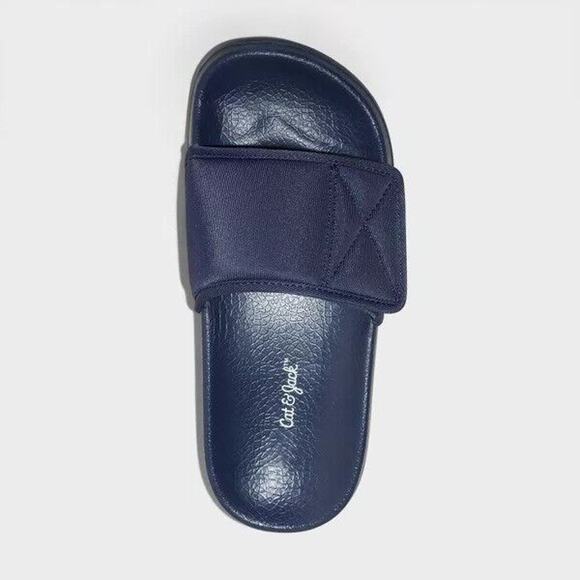 Unisex Kris Sport Slide Sandals Navy Blue Hook Loop Strap Cat & Jack Size L 4/5 - Picture 3 of 4